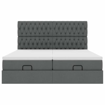 Ottoman bed met matrassen 200x200cm stof donkergrijs