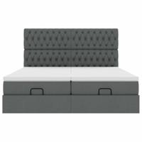 Ottoman bed met matrassen 200x200cm stof donkergrijs - thumbnail