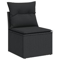5-delige Loungeset met kussens poly rattan zwart - thumbnail
