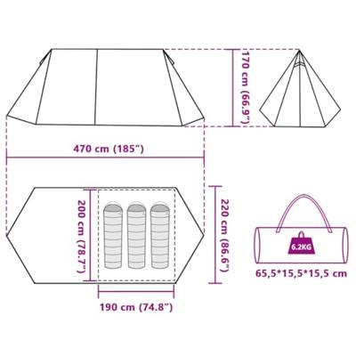 VidaXL Tent 3-persoons waterdicht blauw
