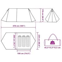 Tent 3-persoons 465x220x170 cm 185T taft blauw - thumbnail