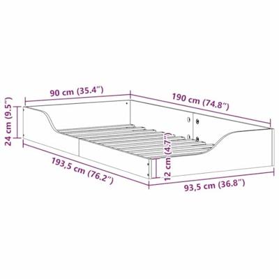 Bedframe Wit 90 x 190 cm Massief grenenhout