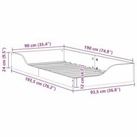 Bedframe Wasbruin 90 x 190 cm Massief grenenhout - thumbnail