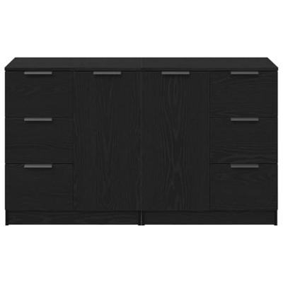 Dressoir met lade Zwart Eiken 180 x 30 x 70 cm Bewerkt hout