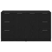 Dressoir met lade Zwart Eiken 180 x 30 x 70 cm Bewerkt hout - thumbnail
