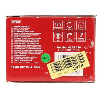 Einhell Power X-Change TE-AG 18/115 Li-Solo 4431110 Haakse accuslijper 115 mm Zonder accu, Zonder lader Einhell Power X-Change TE-AG 18/115 Li-Solo 4431110 Haakse accuslijper 115 mm Zonder accu, Zonder lader