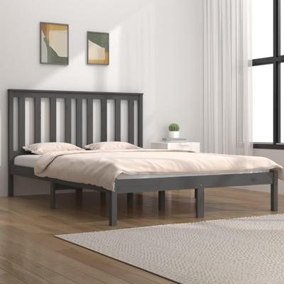 Bedframe massief grenenhout grijs 200x200 cm