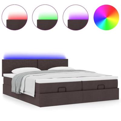 Ottoman bed met matrassen en LED's 180x200cm stof donkerbruin