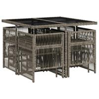 9-delige Tuinset met kussens poly rattan grijs - thumbnail