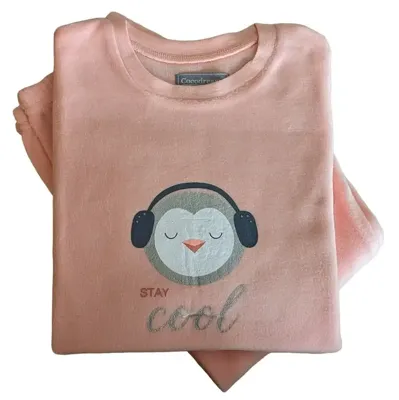 Cocodream fleece meisjes pyjama - "Pinguin Cool" - maat 128