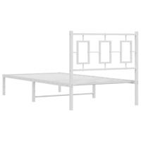 Bedframe met hoofdbord metaal wit 90x200 cm - thumbnail