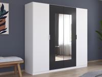 Kledingkast MANOZA 4 deuren wit/metaalgrijs met spiegel - thumbnail