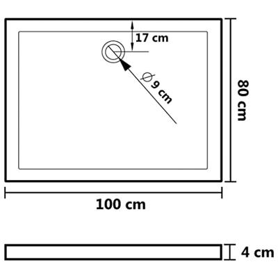 VidaXL Douchebak rechthoekig 80x100 cm abs zwart