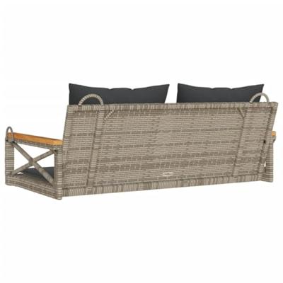Schommelbank met kussens 109x62x40 cm poly rattan grijs - thumbnail