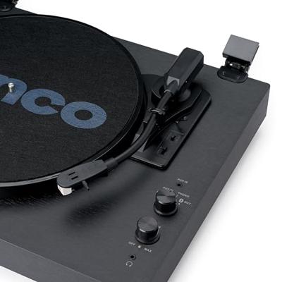 Houten platenspeler met ingebouwde speakers en Bluetooth®