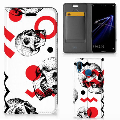 Mobiel BookCase Huawei P20 Lite Skull Red Mobiel BookCase Huawei P20 Lite Skull Red