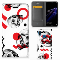 Mobiel BookCase Huawei P20 Lite Skull Red - thumbnail