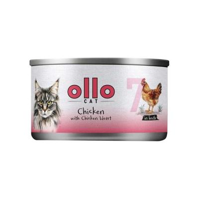 OLLO Cat nr 7 Chicken with chicken heart in broth - nat kattenvoer - 70g