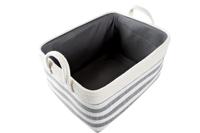 Mandenset DKD Home Decor Strepen Grijs Katoen (40 x 30 x 23 cm) (2 Onderdelen) - thumbnail