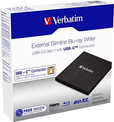 Verbatim External Slimline Externe Blu-ray brander Retail Zwart Verbatim External Slimline Externe Blu-ray brander Retail Zwart