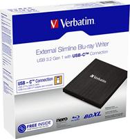 Verbatim External Slimline Externe Blu-ray brander Retail Zwart - thumbnail