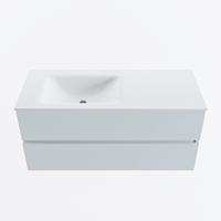 MONDIAZ VICA 110cm badmeubel onderkast Clay 2 lades. Wastafel CLOUD links zonder kraangat, kleur Talc. - thumbnail