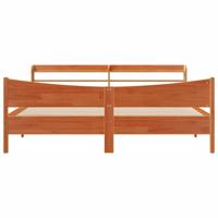 Bedframe met hoofdbord massief grenenhout wasbruin 200x200 cm - thumbnail