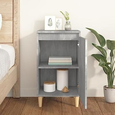 Nachtkastje 40x35x70 cm bewerkt hout betongrijs