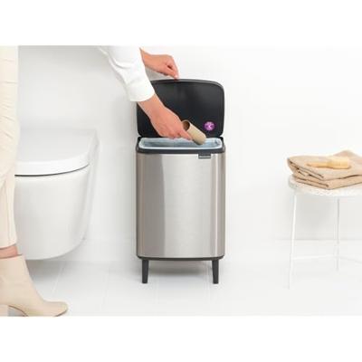 Brabantia Bo hi afvalemmer 12 liter met kunststof binnenemmer matt steel fingerprint proof