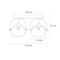 QAZQA Industriële plafondlamp zwart met goud 2-lichts verstelbaar - - thumbnail