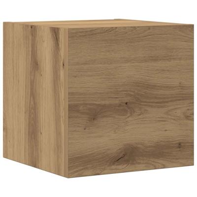 8-delig Tv-meubelset wandmontage bewerkt hout artisanaal eiken