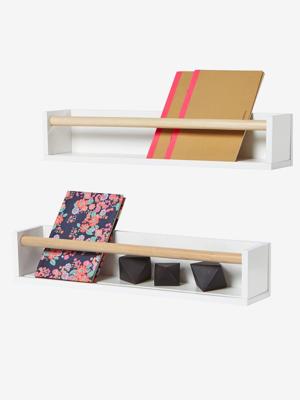 Set van 2 boekenkastjes wit/hout Set van 2 boekenkastjes wit/hout