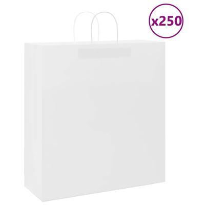 VidaXL Papieren zakken 250 st met hengsels 45x17x48 cm wit