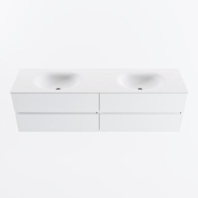 MONDIAZ VICA 170cm badmeubel onderkast Talc 4 lades. Wastafel MOON dubbel 2 kraangaten, kleur Talc.