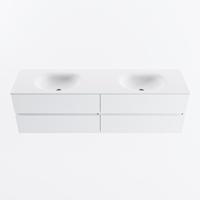 MONDIAZ VICA 170cm badmeubel onderkast Talc 4 lades. Wastafel MOON dubbel 2 kraangaten, kleur Talc. - thumbnail