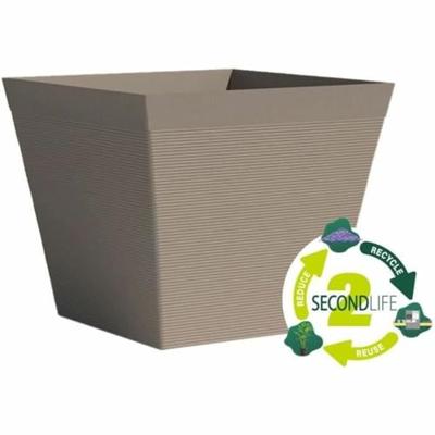 Vierkante pot - GARDEN ID - Green Care Impact Taupe - 39 x 33 cm - 10 jaar garantie - 100% gerecycled - UV-/gelbestendig