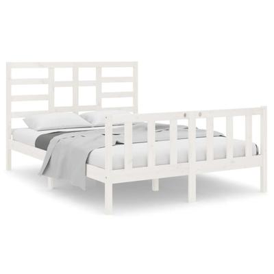 Bedframe massief hout wit 120x190 cm