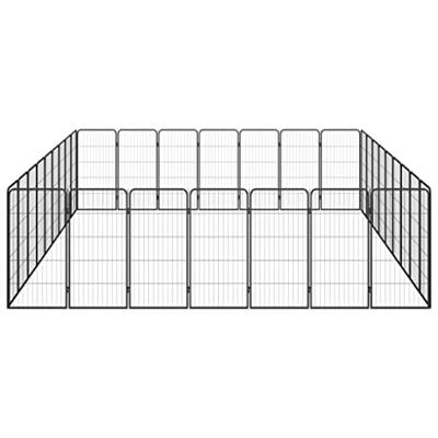 Hondenkennel 32 panelen 50 x 100 cm gepoedercoat staal zwart