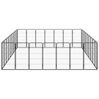 Hondenkennel 32 panelen 50 x 100 cm gepoedercoat staal zwart - thumbnail