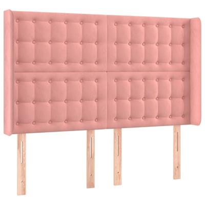 Hoofdbord met randen 147x16x118/128 cm fluweel roze