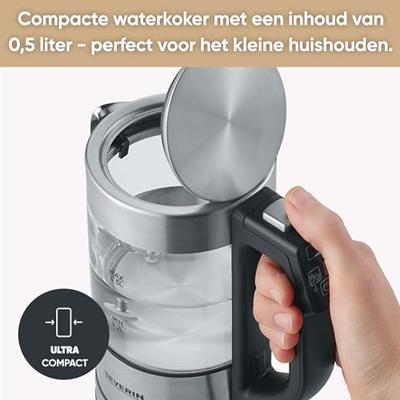 Severin WK 3458 Waterkoker Snoerloos, BPA-vrij Aantal/Volume: 0.5 l RVS, Zwart - thumbnail