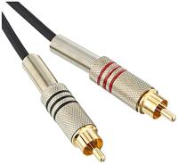 Adam Hall K3TPC0100 Audio Aansluitkabel [2x Cinch-stekker - 2x Jackplug male 6,3 mm (mono)] 1 m Zwart - thumbnail