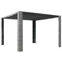 Prieel met dak 300x300x200 cm poly rattan grijs en antraciet - thumbnail