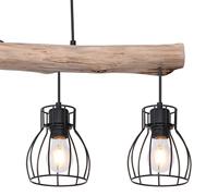 Globo Landelijke hanglampMina zwart met hout 4-lichts - 15326-4N - thumbnail