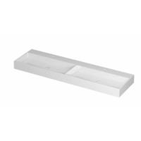 INK United Wastafel Porselein Dubbel met 2 Kraangaten incl. Porseleinen Click Plug en Verborgen Overloop Systeem - 1600x450x110 mm - Glans Wit - thumbnail