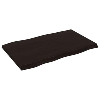 Tafelblad natuurlijke rand 80x50x(2-4) cm eikenhout donkerbruin