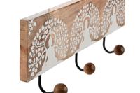 Wandkapstok Home ESPRIT Wit Zwart Natuurlijk Metaal Mangohout Boeddha 38 x 5 x 16 cm - thumbnail