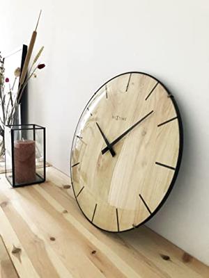 NeXtime ne-3249 wandklok edge-wood-dome dia 35cm kunststof licht bruin