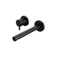 Inbouw Wastafelmengkraan Brauer Black Edition Coldstart Rechte Uitloop Korte Ronde Hendel Links Mat Zwart Met Rozetten - thumbnail