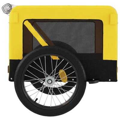 Hondenfietstrailer oxford stof en ijzer geel en zwart - thumbnail